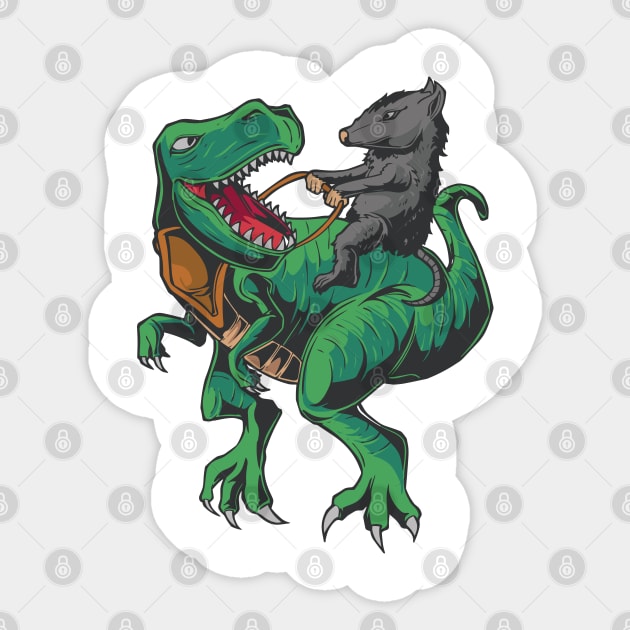 T-rex & opossum Sticker by petit-creativ